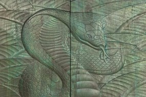 Comoda cu aplicatie exotica pe fronturi SNAKE 120cm turcoaz