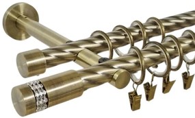 Galerie dubla twist prindere perete picior universal xantos 19/19 aur antic (Alege marime: 140 cm)
