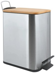 Coș de gunoi argintiu mat cu pedală din oțel 5 l Erik – Spirella