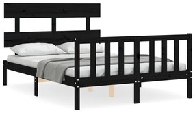 3193270 vidaXL Cadru de pat cu tăblie, negru, 120x200 cm, lemn masiv