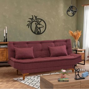 Canapea 3 Locuri, Lemn Solid, Santo, Rosu Bordo