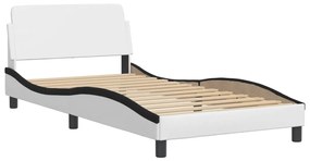 373144 vidaXL Cadru de pat cu tăblie alb și negru 100x200cm piele artificială