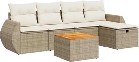 vidaXL Set canapele de grădină cu perne, 6 piese, bej, poliratan