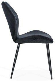 Scaun living negru din catifea cu cadru metalic si spatar ergonomic BUC 204