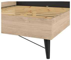 Pat matrimonial în culoare naturală cu aspect de lemn de stejar cu somieră 160x200 cm Ry – Tvilum