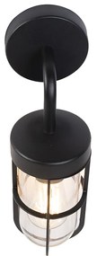 Lampă de perete exterioară rustică neagră cu sticlă - Elza