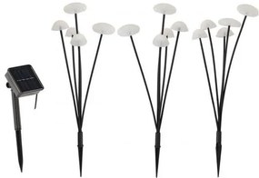 Lampă solară Aldotrade Ciuperci, set de 3 buc., în. 43cm, 15 LED-uri, alb cald