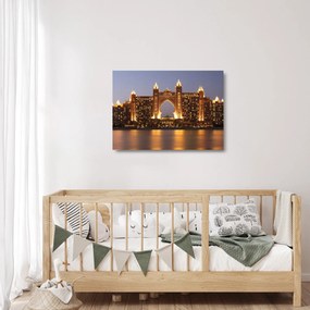 Tablou pe sticlă construcției în Dubai (70x50 cm)