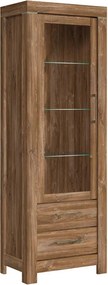 Vitrina GENT, stejar stirling, PAL laminat, cu iluminare LED, 68x42x20