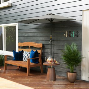 Outsunny Umbrela Semicirculara de Perete pentru Gradina cu Deschidere cu Manivela din Poliester, Gri 269x138x236cm | Aosom Romania