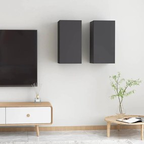 vidaXL Comode TV, 2 buc., gri, 30,5x30x60 cm, lemn prelucrat