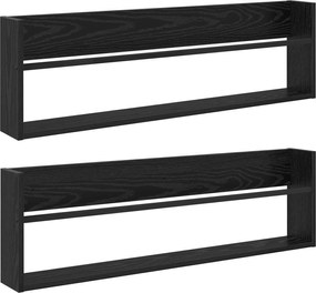 vidaXL Raft pentru reviste cu raft 2 pcs Stejar Negru 100 x 12 x 30 cm