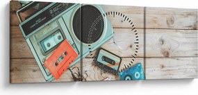 Tablou - Radio retro (cu ceas) (90x30 cm)