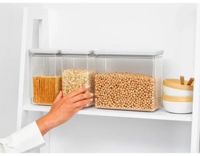 Cutii de depozitare Brabantia Tasty+ stivuibile 1008880, 2x1.6L+1x3.5L, Fara BPA, închidere strânsă, Gri deschis