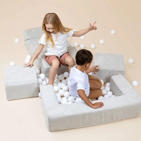 Teren de joacă din spumă turcoaz 6 buc. din catifea reiată înălțime 40 cm 100x35 cm Montessori – Meowbaby