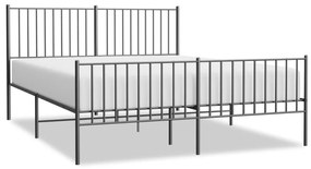 350885 vidaXL Cadru pat metalic cu tăblie de cap/picioare, negru, 160x200 cm