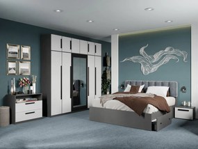 Set mobila dormitor complet Alb/Gri antracit Oasis C09