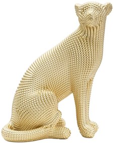 Figurina decorativa aurie din polirasina, 23x15,5x29 cm, Leopard Mauro Ferretti