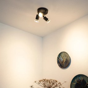 Spotlight industrial negru inclinabil rotund cu 3 lumini - Jeany