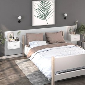 810984 vidaXL Noptiere de perete, 2 buc., alb extralucios