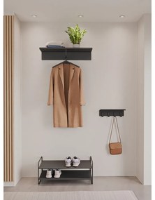 Cuier de perete negru cu raft din oțel 11,5 cm A-Hallway – Zone