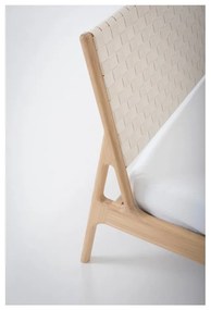 Pat matrimonial alb/în culoare naturală din lemn masiv de stejar 180x200 cm Fawn – Gazzda