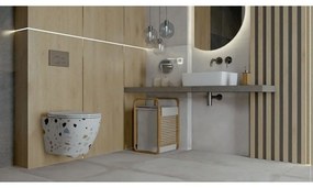 Set vas WC suspendat Rune Geri Slim St Rimless alb terazzo si capac slim softclose