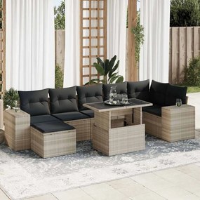 3326843 vidaXL Set mobilier de grădină cu perne, 8 piese gri deschis poliratan