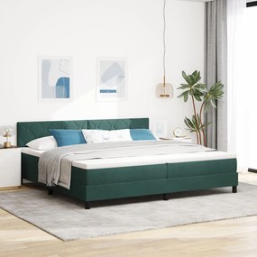 vidaXL Pat box spring cu saltea, verde închis, 200x200 cm, catifea