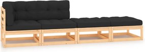 vidaXL Set mobilier de grădină cu perne, 4 piese, lemn masiv de pin