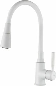 Baterie bucatarie cu pipa flexibila Invena Hula Plus alb