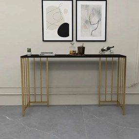 Masa Bucătărie Tip Bar, Auriu &amp; Negru, 150x35x90 cm