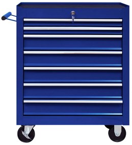 Carucior de scule pentru atelier cu 7 sertare, albastru 1, Albastru, 7 sertare