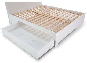 Pat matrimonial alb cu spațiu de depozitare și somieră 160x200 cm Gabi – Marckeric