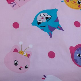 Lenjerie de pat pentru copii roz din bumbac pentru pătuț 100x135 cm Gabby's Dollhouse – Jerry Fabrics