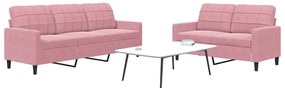 vidaXL Set de canapele cu perne, 2 piese, roz, catifea
