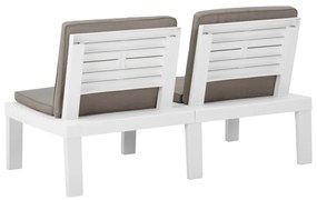 Set mobilier de gradina cu perne, 3 piese, alb, plastic Alb, 3