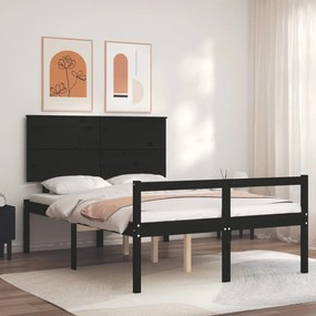 3195480 vidaXL Cadru de pat cu tăblie, negru, 120x200 cm, lemn masiv