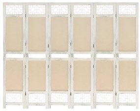 vidaXL Paravan de cameră cu 6 panouri, crem, 210x165 cm, textil