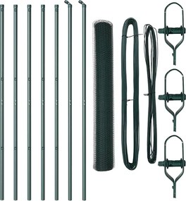 vidaXL Stâlp de gard. Verde 10 x 1,4 m (plasă de 25 mm) Oțel și PVC