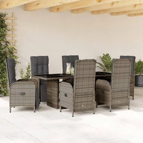 3213532 vidaXL Set mobilier de grădină cu perne, 7 piese, gri, poliratan