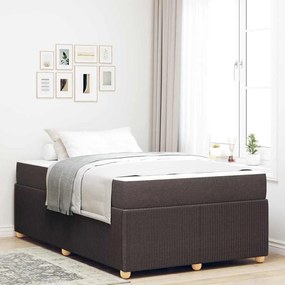 vidaXL Cadru de pat cu saltea Maro închis 120 x 190 cm țesătură