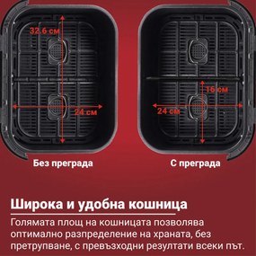 Friteuza cu aer cald Instant Pot Vortex Plus VersaZone ClearCook 140410001, 2 zone, 1700W, 8.5L, 6 programe, SyncCook, SyncFinish, Negru/Gri