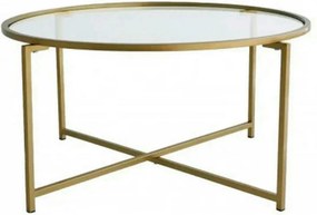 Masuta cafea Sun S404, auriu, sticla/metal, 83x83x40 cm