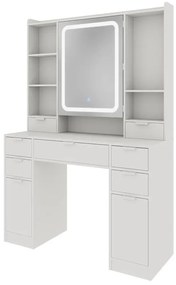 SEA810 - Set Masa toaleta 105 cm, cosmetica, machiaj, oglinda cu LED, masuta vanity cu scaun sau fara scaun - Alb