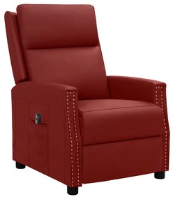 3098484 vidaXL Fotoliu rabatabil electric, roșu vin, piele ecologică