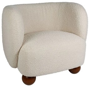 Fotoliu boucle, ecru, din stofa, Sixties