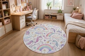 BAMBINO 61400 cerc covor lavabil Inorog, curcubeu pentru copii anti-alunecare - cremă / roz