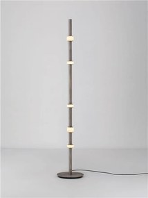 Lampadar tub subtire aluminiu gri inchis si alabastru LED MARLOW