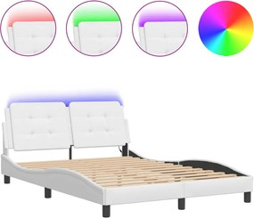 vidaXL Cadru de pat cu LED fără saltea, Zadar, alb, 120x200 cm